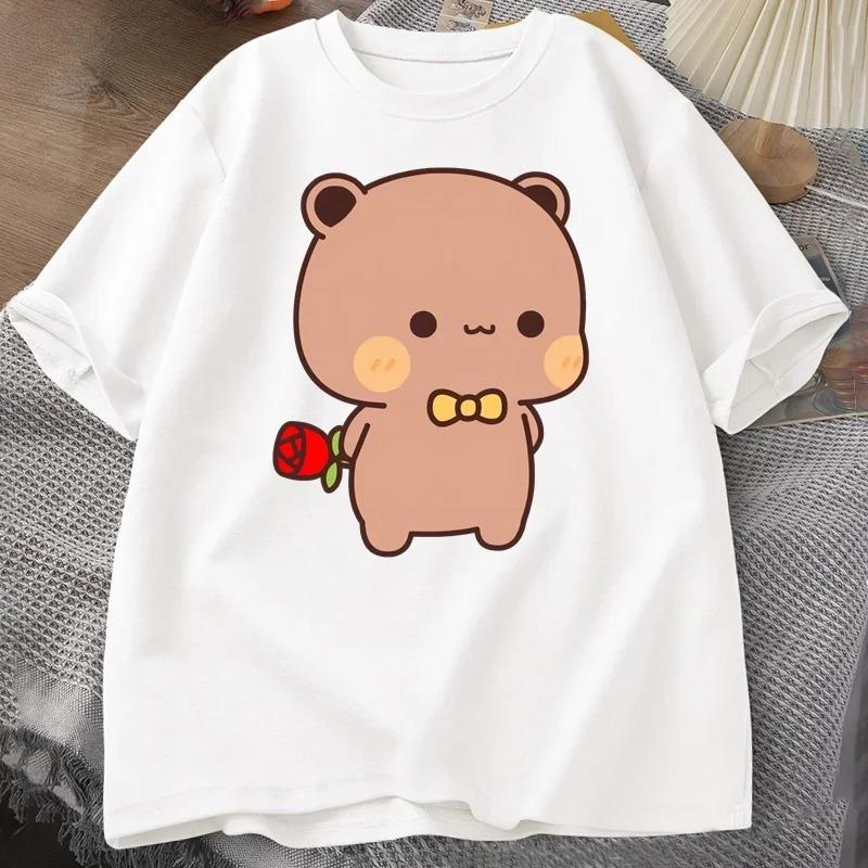 DuDu Bear Surprising Panda BuBu with A Flower T-shirt Funny Cute Buu Duu Graphic T Shirts Women Men Couple T Shirt Clothes