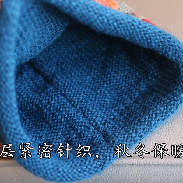 Hat Fan Gradual Change Wool Line Ethnic Style Colorful Flowers Hand Hook Pile Bag Head Hat Retro Elegant Autumn and Winter Warmth