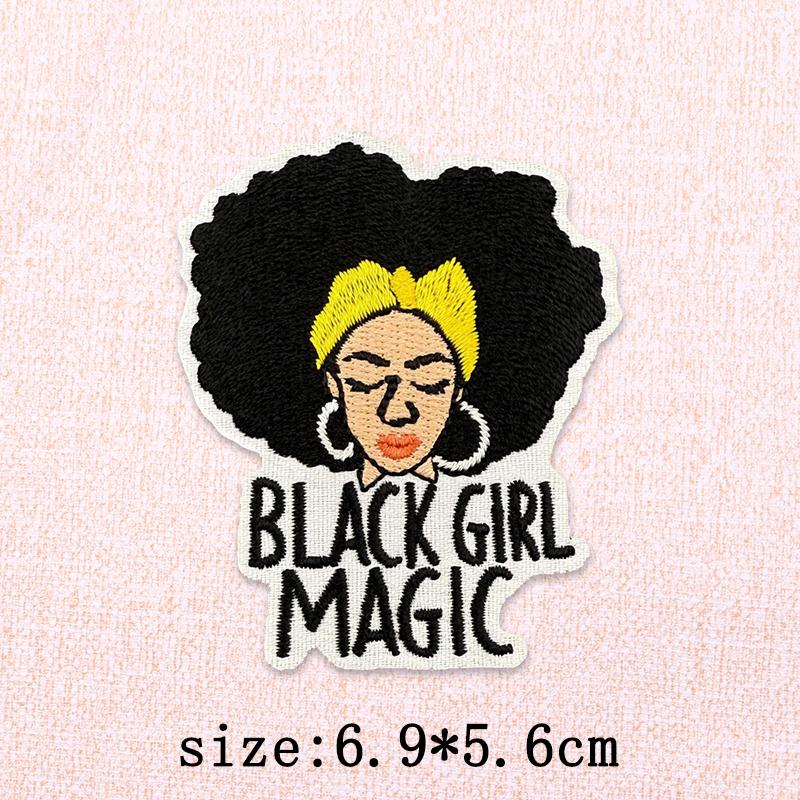 Black Girl Embroidery Patch Iron On Patches For Clothing Black Girl Magic Patches On Clothes DIY Sewing Ironing Patch Applique