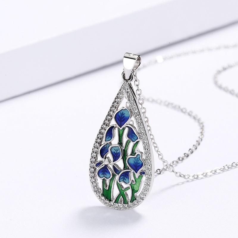 

Meier New arrivalfashion pastoral style flower pendant handmade enamel jewelry wedding birthday party necklace