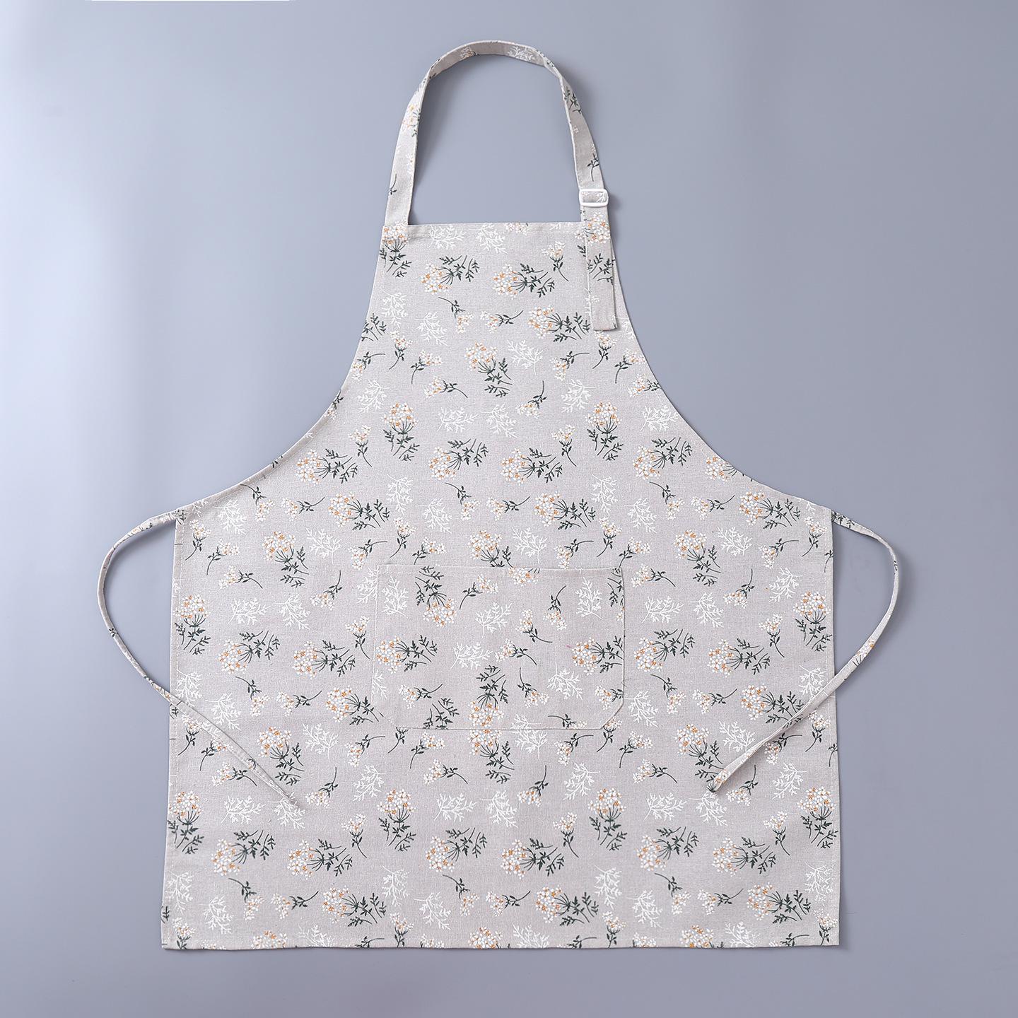 Women s Fashion Cotton Linen Long-Sleeve Stain-Resistant Apron Coveralls for Catering and Household Use.