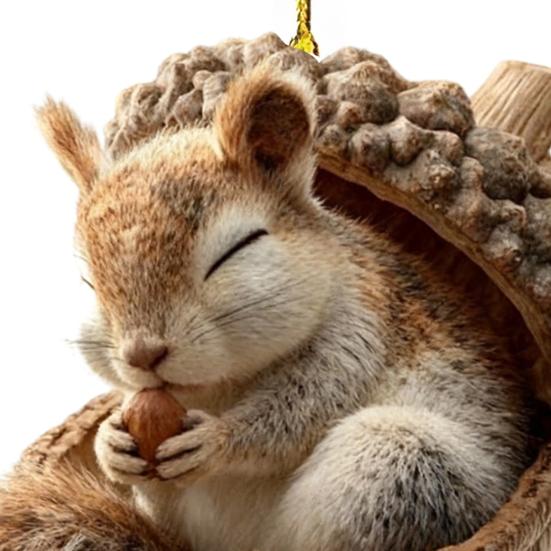 Ornements Gland Animaux de la Forêt 2D Plat Acrylique Pomme de Pin Animal Décorations d'Arbre de Noël Créature des Bois Décoration à Suspendre pour Arbre de Noël Décor de Fête