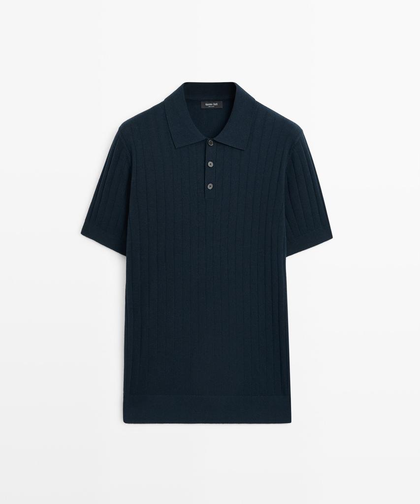 Masimodutti Cotton Ribbed Knit Polo Shirt