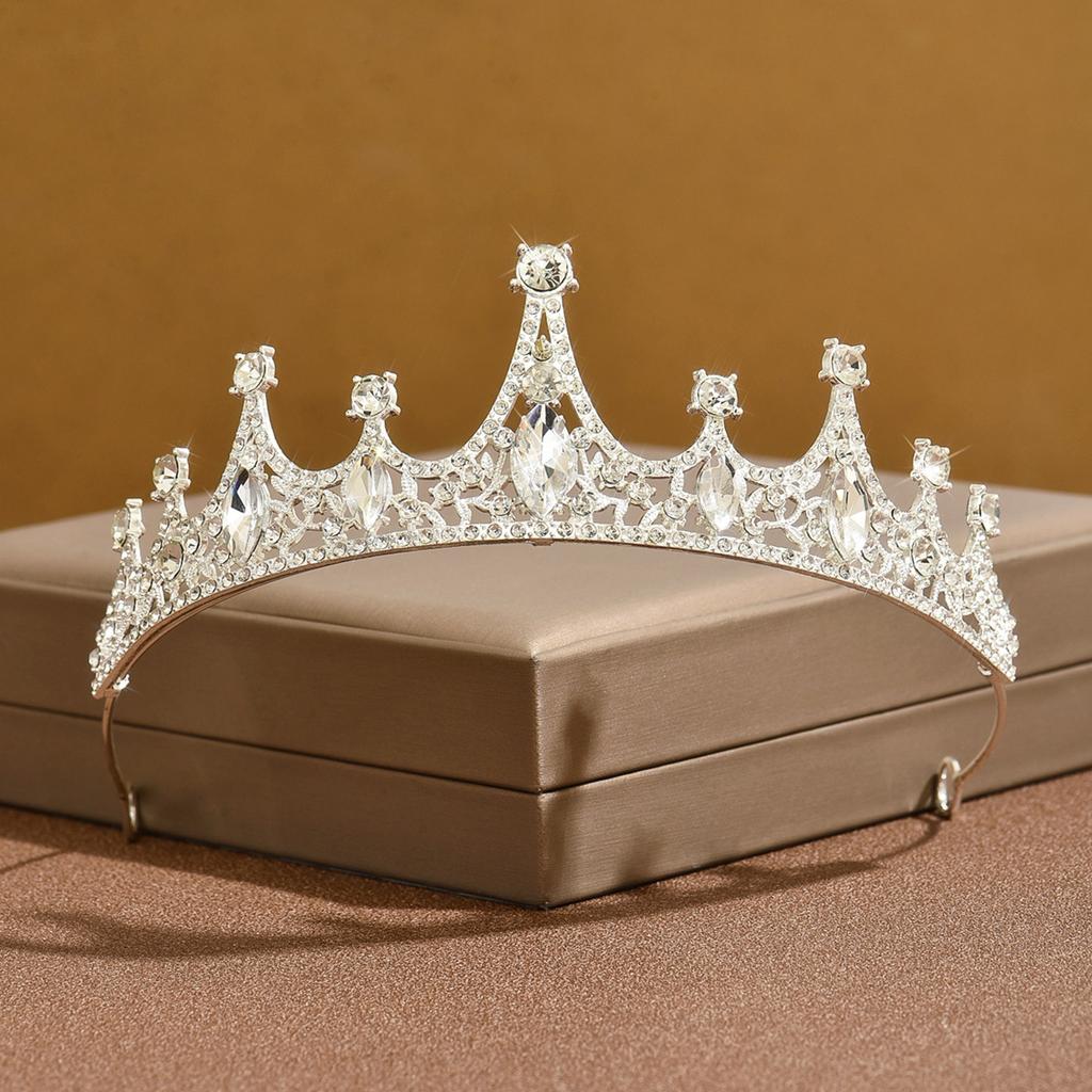 Ladies' Fashion Water Drop Luxury Crown Necklace Earrings Jewelry Set Wedding Party Festival Gift