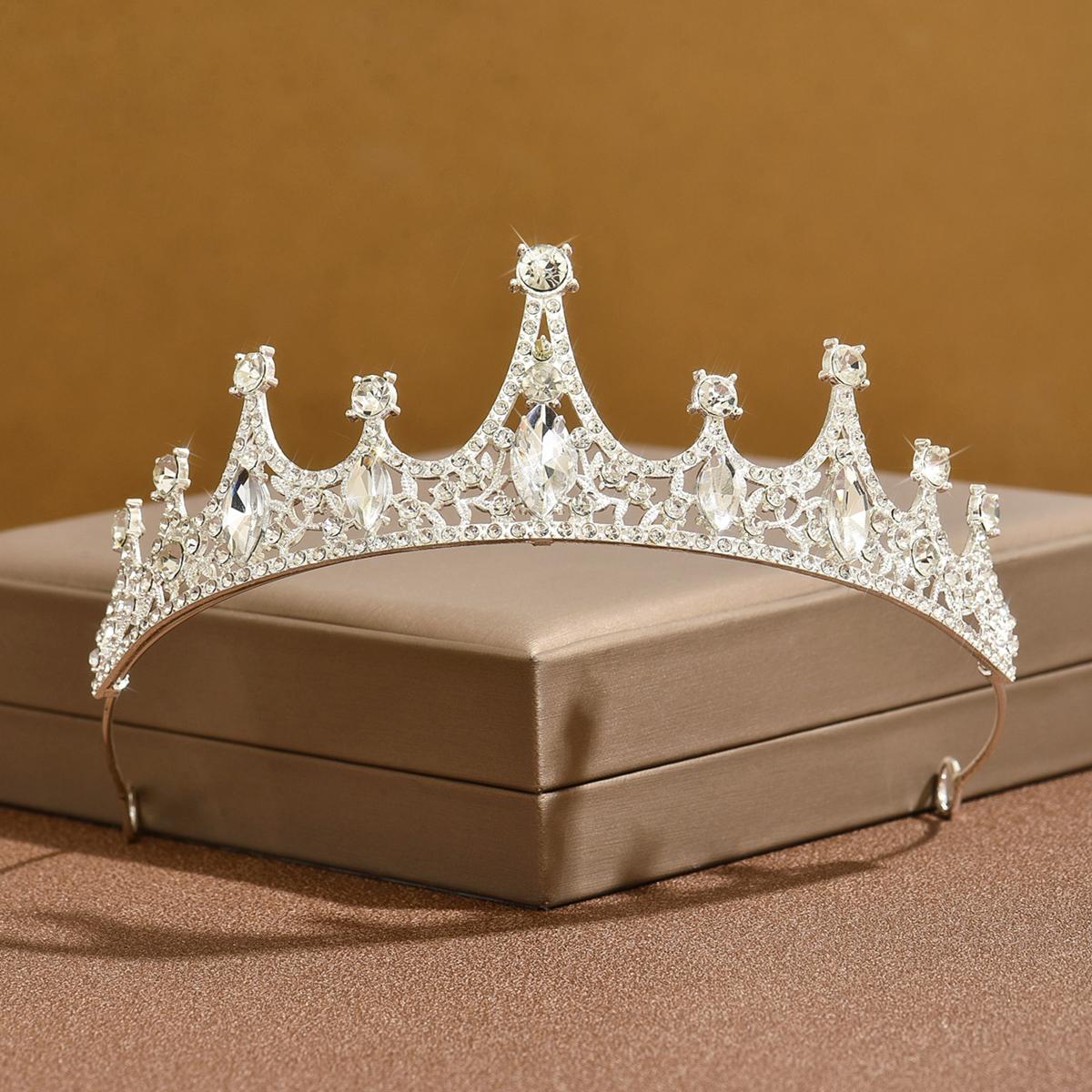 Ladies  Fashion Water Drop Luxury Crown Necklace Earrings Jewelry Set Wedding Party Festival Gift