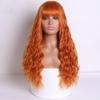 MERISIHAIR Women Long Wave Orange Wig with Bangs Natural High Temperature Synthetic Fiber Wig Suitable for Women Daily Wear Cosplay