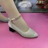 Fashion Women's Pointed Toe Heeled Shoes Summer Shallow Chunky Heel Slip On Dress Shoes for Women Office Ladies Pumps Women's Shoes