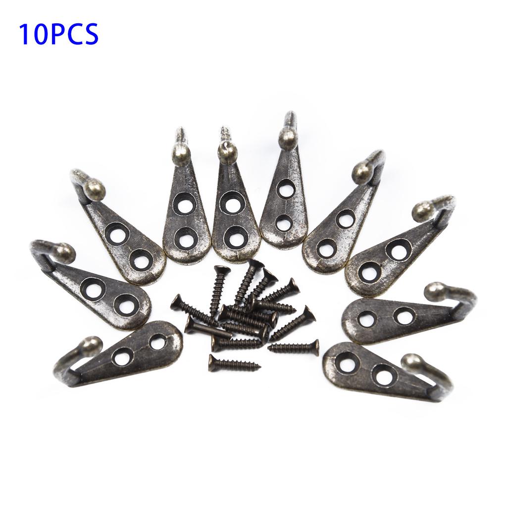 10x Antique Bronze Wall Door Key Hooks Hanger Hat Coat Bag Hanging Home Decor