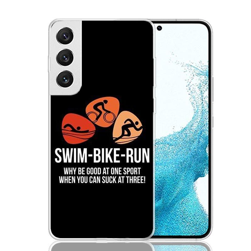 

Triathlon Swim Bike Run Phone Case For Samsung Galaxy S26 Ultra S23 S24 S25 Edge S20 FE S21 S22 Plus Soft Print Shell Cover Fund Samsung S25