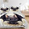 3pcs Delightful bat design Bedding Set, Including 1 Quilt Cover and 2 Pillow Shams, Without Filling, Soft and Comfortable Home Bedroom Fabri