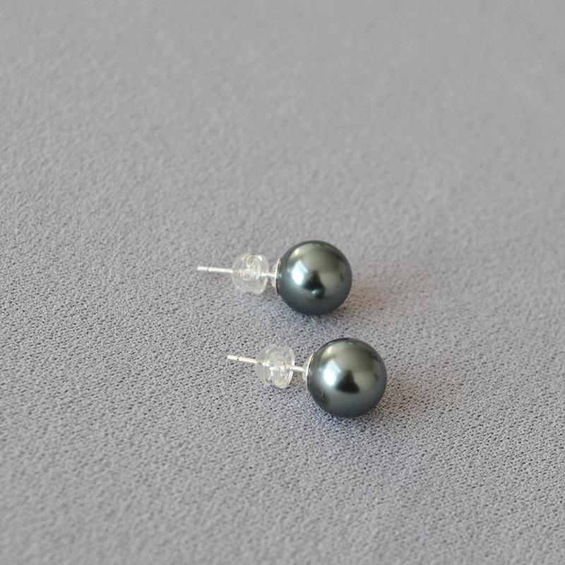 Retro Tahiti Style High-Luster Pearl Stud Earrings with 925 Silver Needle
