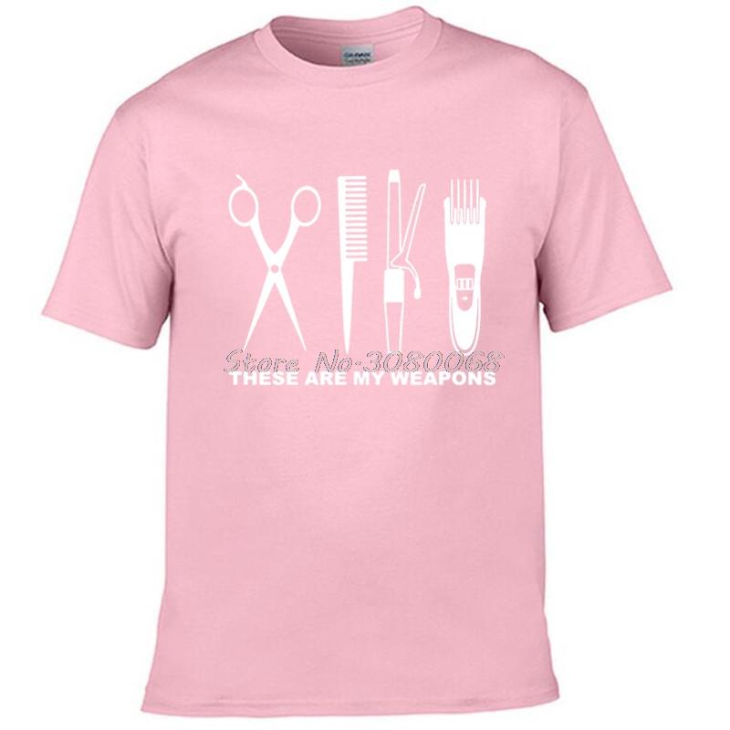 Odzież Letnia Moda Fryzjer T-shirt Męski Krótki Rękaw Bawełna Barber Broń T-shirt Topy