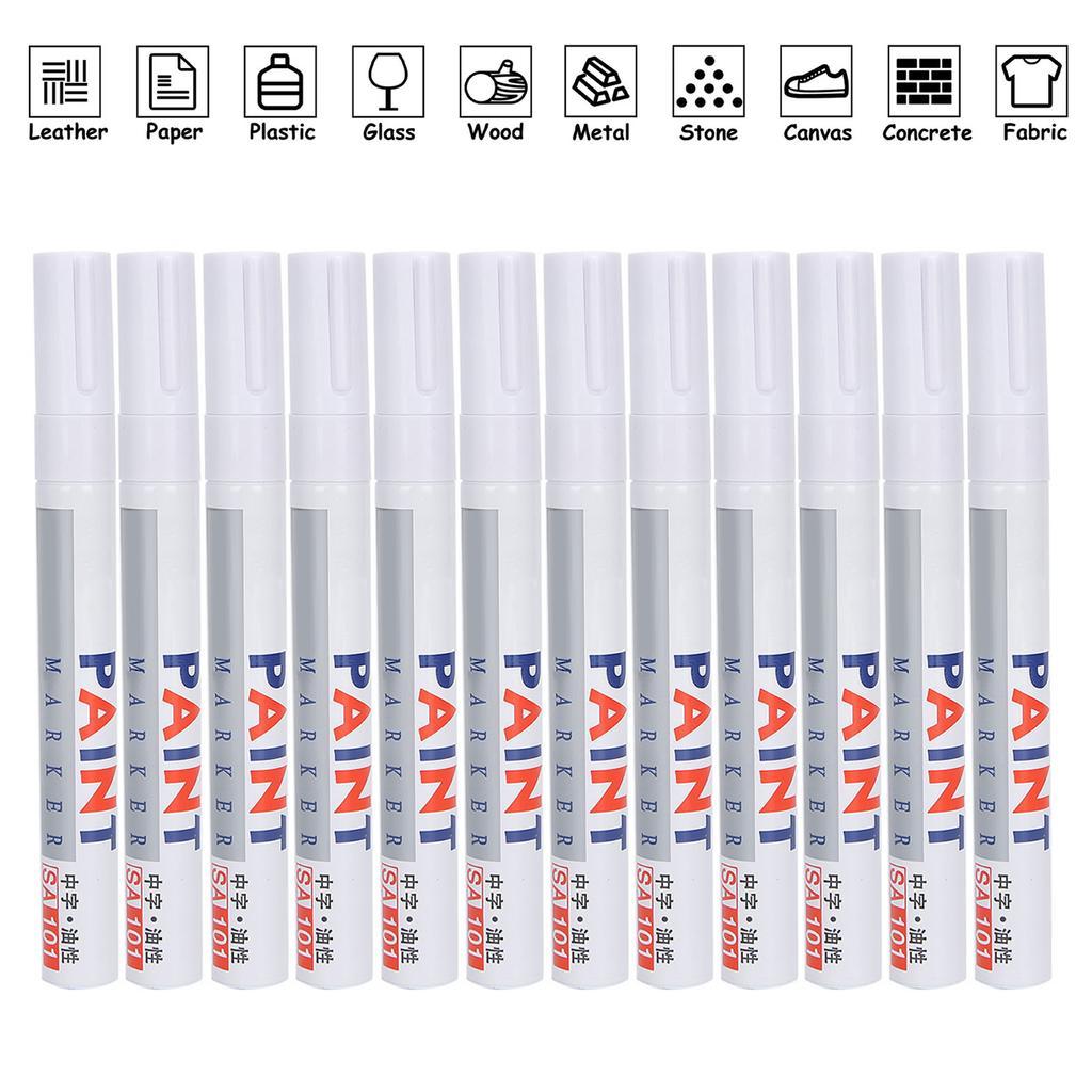 12 Stück Weißer Lackstift Acrylmarker Permanentmarkierung Deckende Tinte Malwerkzeuge