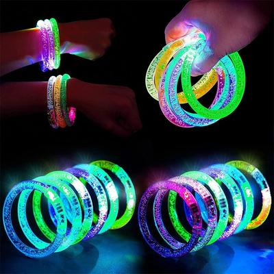 10 Stück im Dunkeln leuchtende Armreifen, blinkende Leuchtarmbänder, Partyzubehör, LED-Armbänder für Kinder