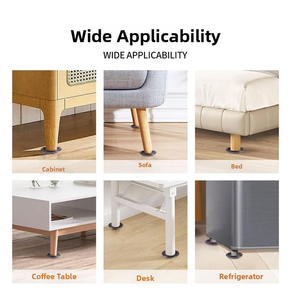 4pcs Furniture Leg Sliders Non Slip Flannel Pads Round Furniture Slider Movers For Chairs Tables Cabinets Floor Protect