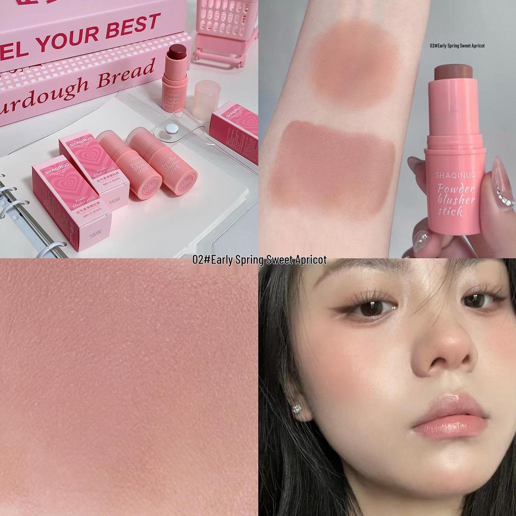 SHAQINUO Smooth Blush Stick: Natural Matte, Easy-Blend Cream Enhancing Complexion for a Youthful Look.