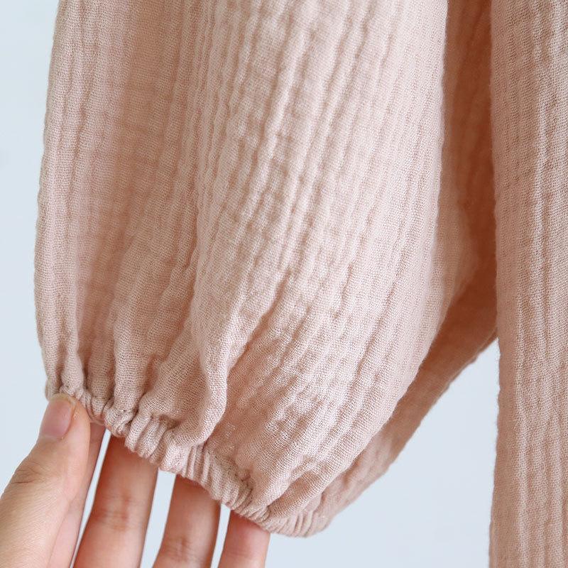 Neuer Damen Schlafrock aus 100% Baumwolle Frühling/Sommer Damen Rüschen Palaststil Langarmrock Einfarbig Langer Rock