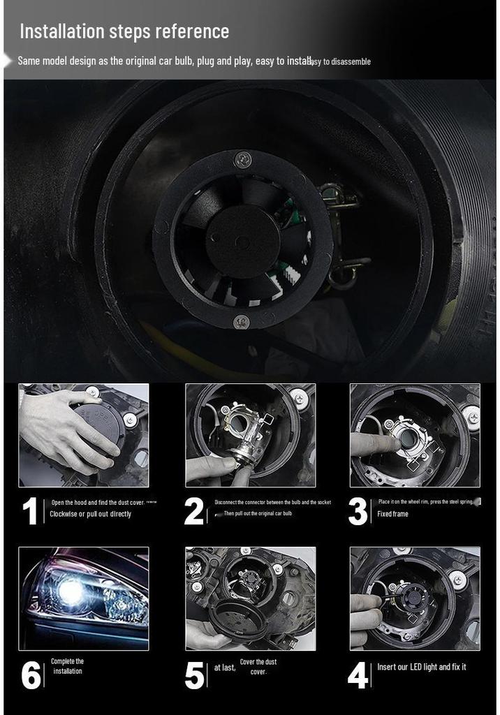 P9 LED Headlight Lens with High/Low Beam - Universal 12V for Cars & Motorcycles