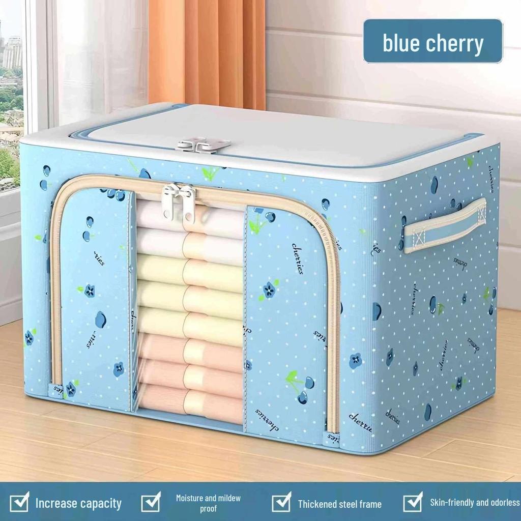 Foldable Oxford Cloth Storage Box with Steel Frame - Large Capacity for Clothes and Quilts