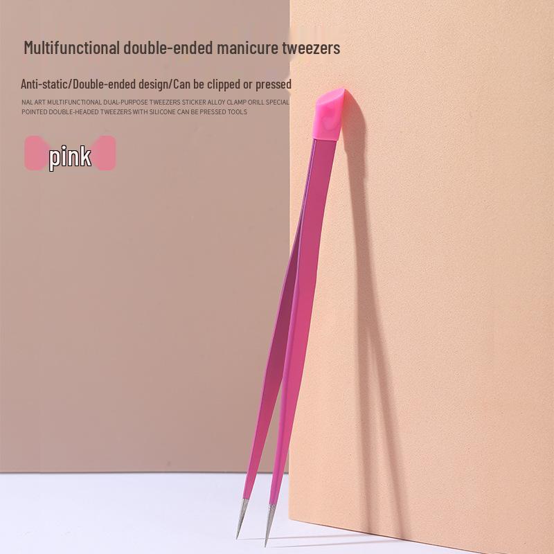 

Двусторонний прецизионный пинцет с силиконовой палочкой для легкого нанесения и тиснения нейл-арта розы красного