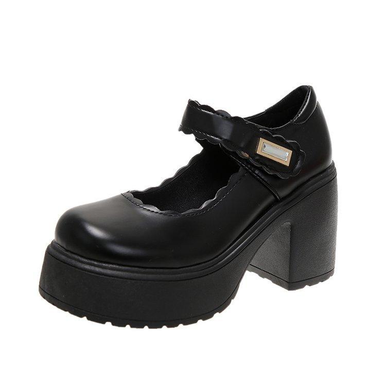 High-heeled Mary Jane Shoes Spring and Autumn New Retro Japanese Light Mouth Thick Heel Platform Small Leather Shoes