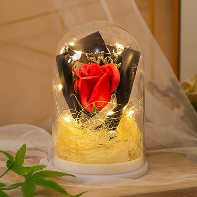 Led Glow Floare eternă Capac din sticlă Cadou de aniversare Fată Ziua Mamei Ziua Îndrăgostiților Ziua Profesorului Simulare Trandafir