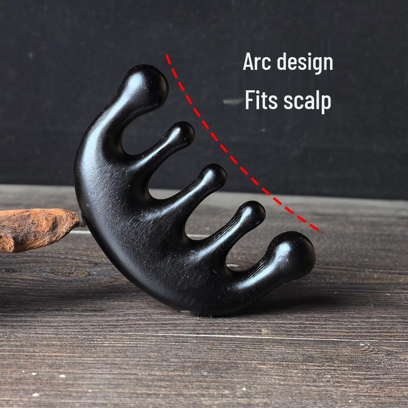 

Гребень из черного дерева с пятью зубцами для массажа кожи головы и шеи