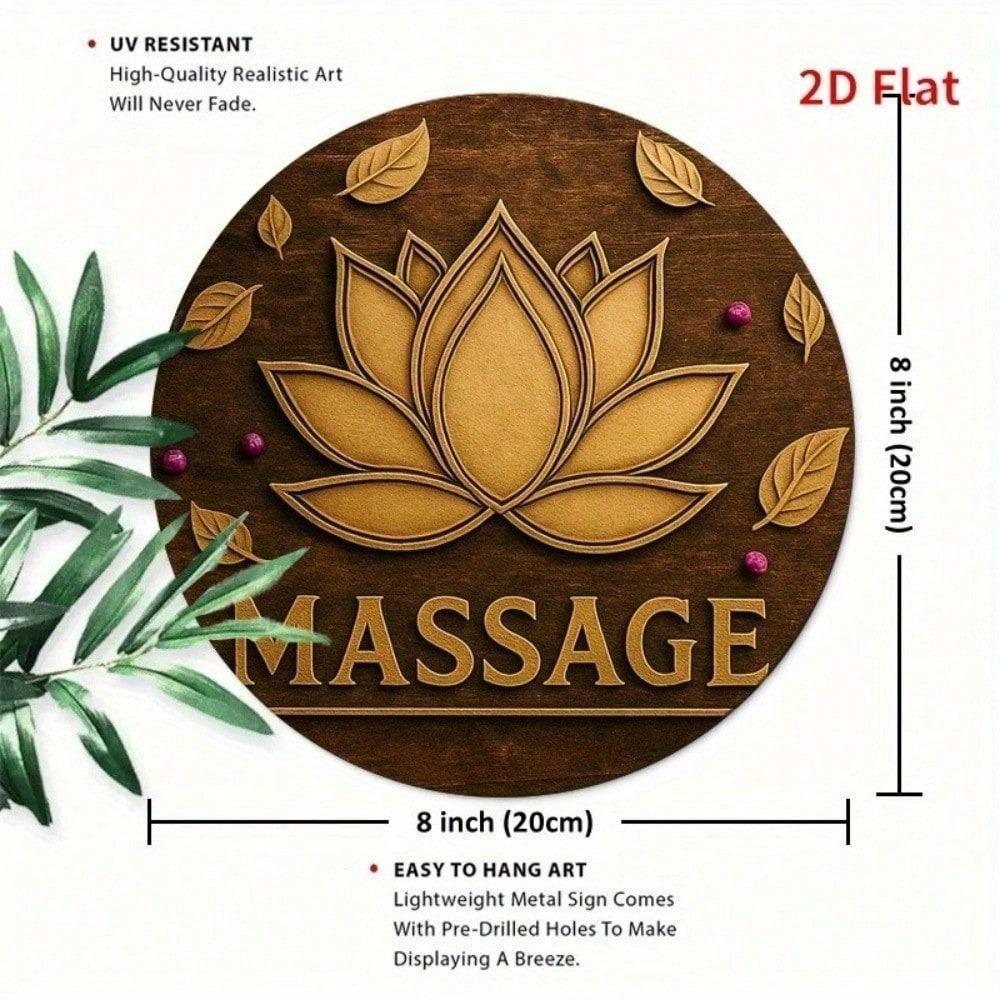 Vintage Lotus Flower Tin Metal Sign 8x8 Inch Round Zen Wall Art Retro Home Decor