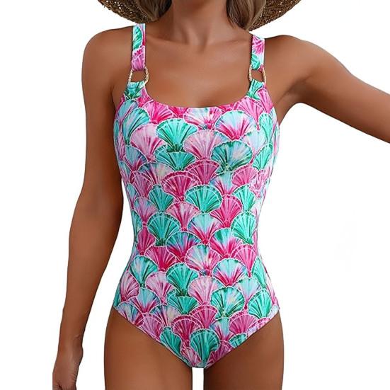 

Суцільний купальник Широкий квадратний виріз Металеві пряжки Висока талія Скульптурний крій Жіночий монокіні Купальний пляжний одяг S