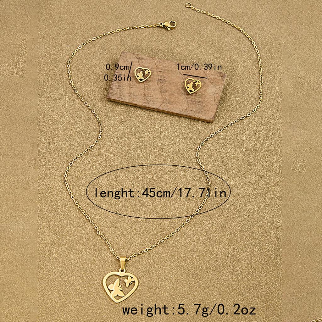 Creative Animal Stainless Steel Ladies' Flower Pendant Accessory Set Earring Necklace Set Geometric  Jewelry