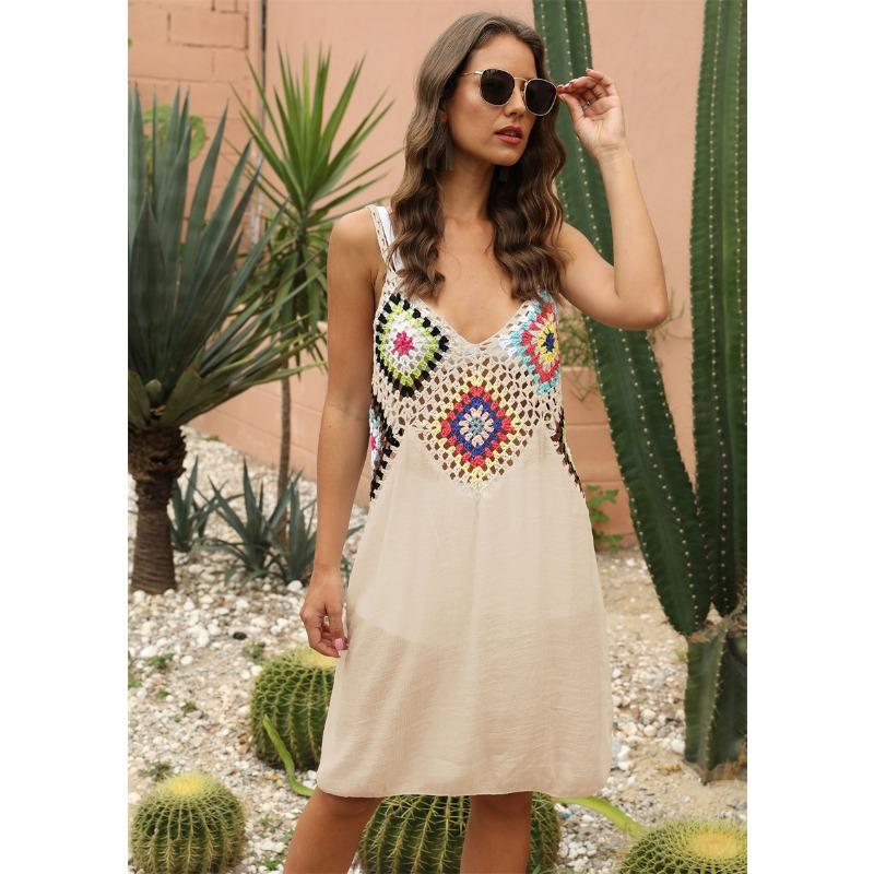 Dámská móda Léto Jaro Geometrický potisk Bez rukávů Výstřih do V Ležérní šaty