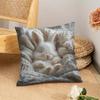 1Pc Sleeping Bunny Print Throw Pillow Cover,Suitable For Sofa,Bedroom,Living Room,A Healing Gift For Pet Lovers