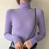 Women Pullover Turtleneck Sweater Autumn 2023 Long Sleeve Elastic Korean Simple Basic Jumper Solid Color Tops 16675