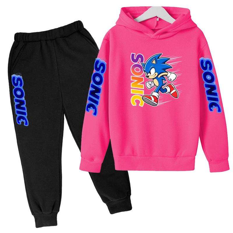 Children's Fall Winter Hooded Sweatshirts Men's Women's Styles Ages3-12cartoon Anime Cat Clothing Long-sleeved Shirt+pants Set