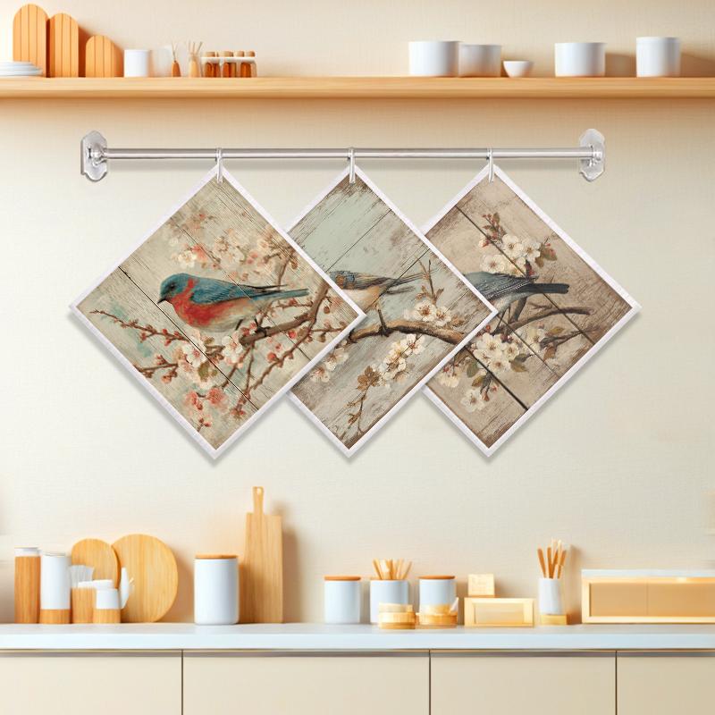 Cleaning Cloth Reusable Kitchen Dish Towels Eco-friendly Microfiber Bird Flowers Print Dishcloths Lint Free Washable Duster Rags Tea Towels 9*7inch