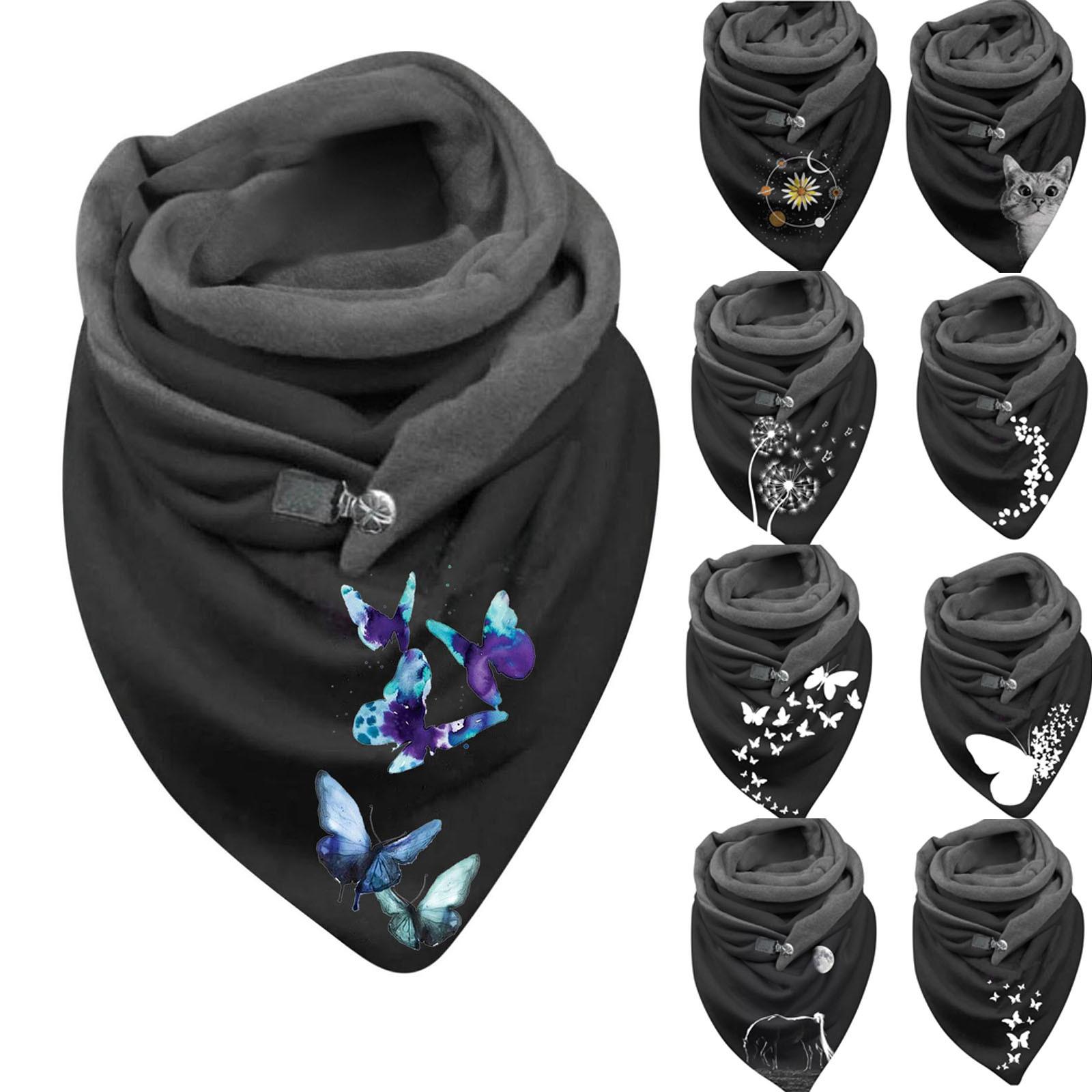 

Модные женские зимние пуговицы с принтом, мягкая накидка, повседневные теплые шарфы, шали, шарф