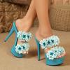 Fashion 15cm Stiletto Heel Wedding Shoes with Crystal Embellishment - Waterproof Platform Sandals for Bridal & Evening Event