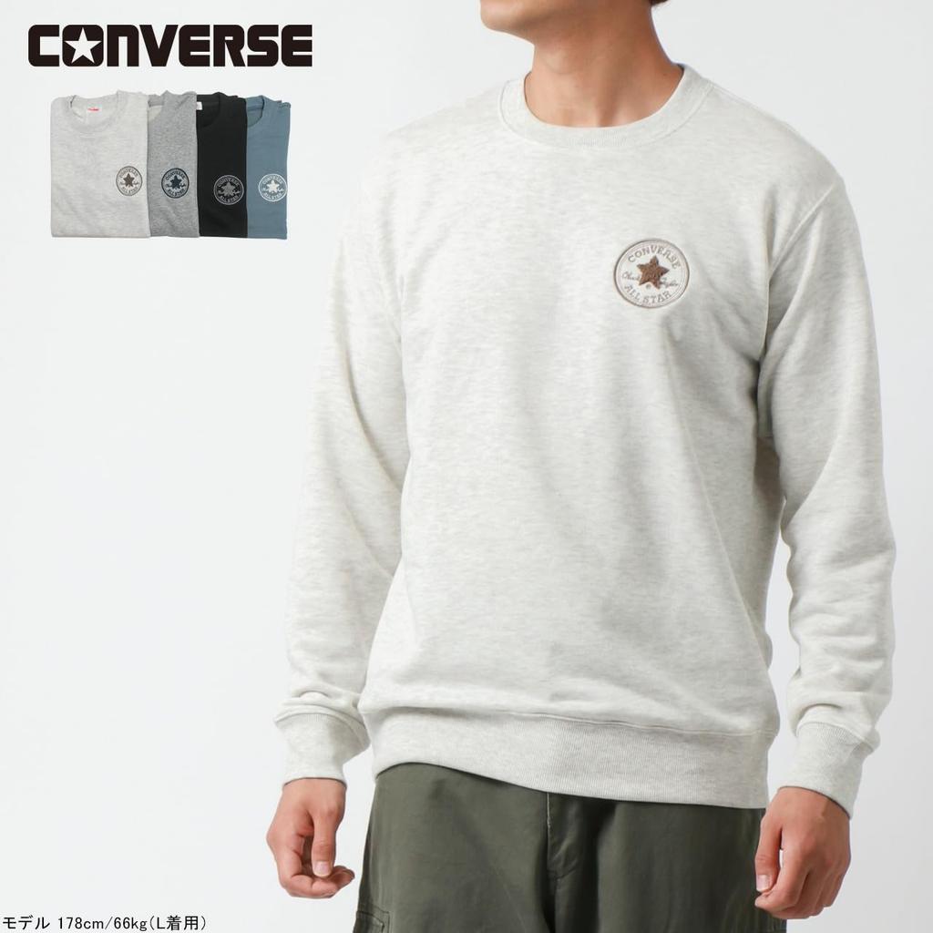 Converse Herbst Fleece Sweatshirt mit Sagara-Stickerei und American Casual Größe LL Herren Patch, Stil, Schwarz,