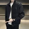 Men Jacket Stand Collar Long Sleeve Zipper Placket Jacket Coat Solid Color Retro Corduroy Jacket Short Style Windbreaker
