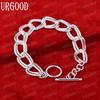 925 Sterling Silver Matte Smooth Ring Chain Bracelet Fashion Wedding Jewelry