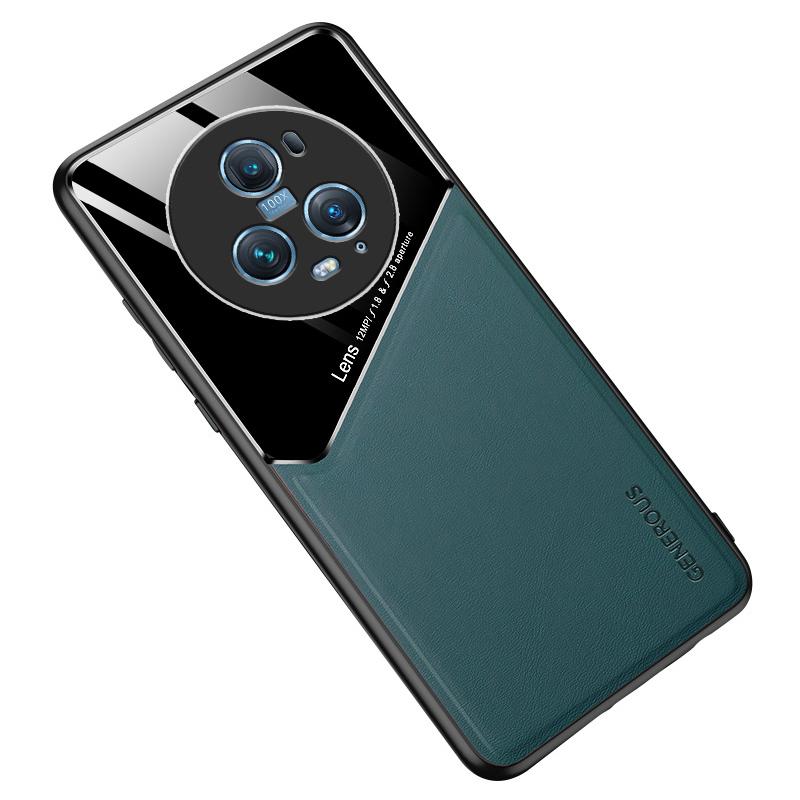 

Противоцарапная накладка для Honor Magic5 Pro, чехол для телефона из ТПУ+ПК с покрытием из ПУ кожи, с металлической пластиной для автомобильного крепления Green