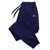 Leaf-mark Men Sweatpants Front Blank Leg Icon Print, Simple Symmetric Triple Leaf Line Art Joggers for Cool Urban Casual Scenarios