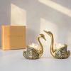 Aluminium Pair of Swans with Gift Box for Good Luck | Feng Shui Love Gifts Candle Holder for Home Decor Living Room