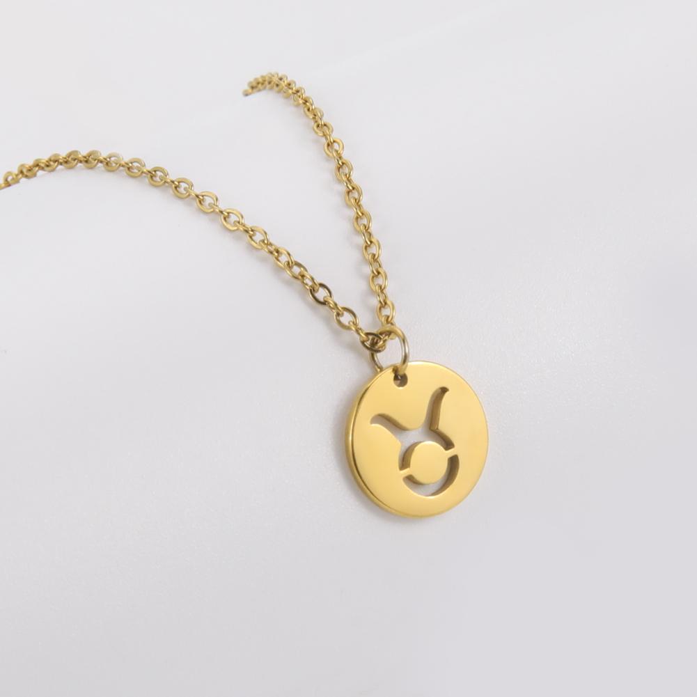 Stainless Steel Star Zodiac Sign Necklaces 12 Constellation Choker Pendants Aries Libra Leo Collier Birthday Gift