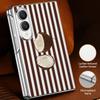 Coconut Stripe Pattern Case For Samsung Z Fold 8 Ultra 7 6 5 4 Luxury Plating Leather Skin Phone Cover For Galaxy Z Fold8 Fold7 Fold6 Fold5