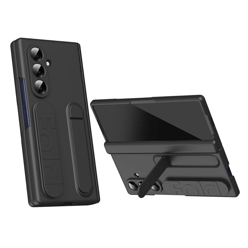 For Samsung Galaxy Z Fold7 5G Case with Tempered Glass Film Silicone Wristband Kickstand PC Phone Cover