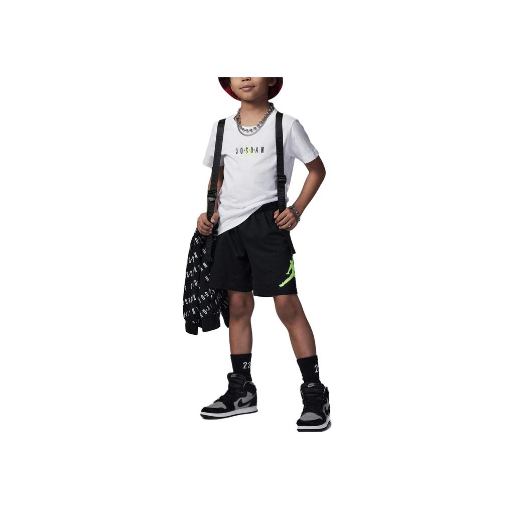Jordan Letter Logo Print Crew Neck Short Sleeve T-Shirt And Straight Leg Shorts Casual Sports Set Kids Sets FQ0575-010