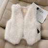 Sweet little fragrant style, new fox fur short fur vest jacket, thin vest, imitation wool vest