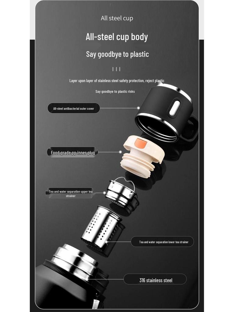 316 Stainless Steel Large-Capacity Insulated Travel Mug for Tea with Separation Feature