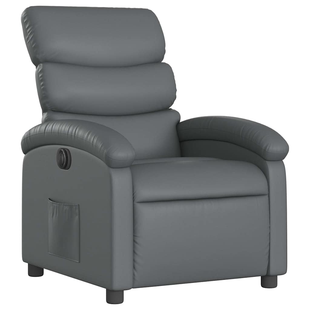 Vidaxl Electric Recliner Armchair, Grey, Upholstered with Faux Leather